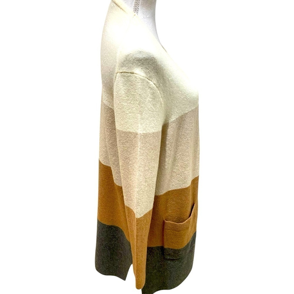 Madewell alpaca colorblock open front cardigan cream, beige, tan, grey medium - Picture 6 of 9